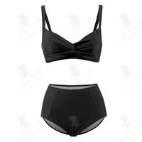 LCC® Bikini femmes Sexy taille haute couleur unie fendu maillot de bain maillot de bain en nylon avec coussin de poitrine sans