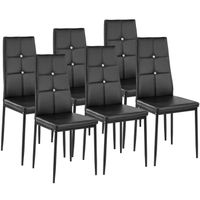 TECTAKE Ensemble de 6 chaises de salle à manger JULIEN Rembourré avec revêtement aspect cuir - Noir