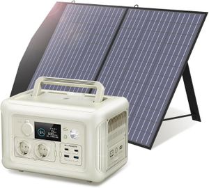 GROUPE ÉLECTROGÈNE ALLPOWERS Générateur solaire R600, 2 x 600W (1200W en crête), batterie LiFePO4 299 WH avec panneau solaire de 100W, alimentation