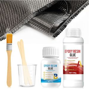 Kit De Réparation Fibre De Carbone – Résine 100:27, Tissu Sergé 20×60cm – Pour Voiture, Vélo, Moto – Renfort Et Réparation