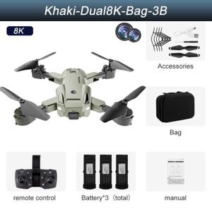 DRONE Kaki-Dual8K-Bag-3B - Drone GPS 5G HD Professionnel