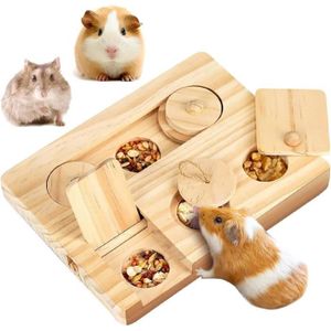 JOUET  Jouet pour cochon d'Inde, jouet silencieux 6 en 1 en bois pour la recherche de nourriture, Convient aux petits animaux