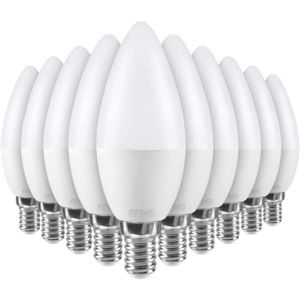 Lot de 10 ampoules E14 5.5W eq 40W Forme bougie 450 Lumens Blanc Naturel 