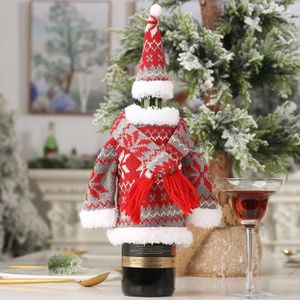 Amosfun 3 pi/èces Bonnet de Noel Bouteille de vin de Noel Couvrir Noel Bouchon de Bouteille de vin pour Decorations de Noel