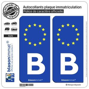 2x autocollant sticker plaque d'immatriculation voiture auto B drapeau BELGIQUE 