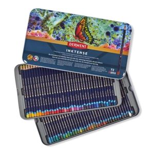 CRAYON DE COULEUR Derwent, set de 72 crayons de couleurs Inktense, aquarellables permanents, qualité professionnelle