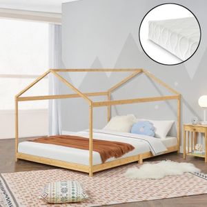 Lit Cabane Merax 140x200 Cm Avec Rangement - Protection Anti-Chute, Blanc