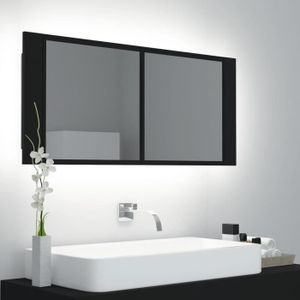 COLONNE - ARMOIRE SDB FDIT Armoire de salle de bain à miroir à LED Noir 100x12x45 cm - FDI7388290779756