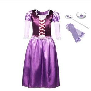 IBAKOM Raiponce Deguisement Fille Robe Enfant Costume Cosplay Manche Courte Col carr/é Dentelle Paillette Jupe Tulle Festival F/ête Carnaval D/éguis/é