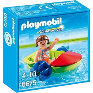 FIGURINE - PERSONNAGE PLAYMOBIL - Summer Fun - Enfant avec bateau à péda