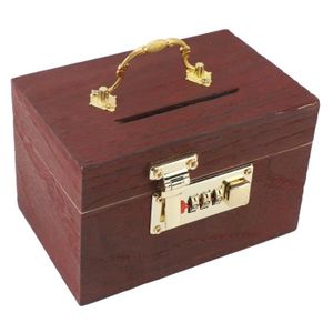 COFFRE - MALLE Pwshymi coffre d'argent en bois Boîte de rangement d'argent en bois verrouillable avec serrure à meuble boite Sans bords ourlés