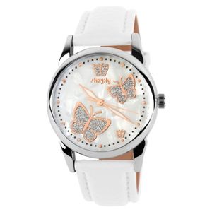 MONTRE SHARPHY® Montre Fille Enfant de Marque Jolie Papillon Blanc Bracelet pour étudiant ado