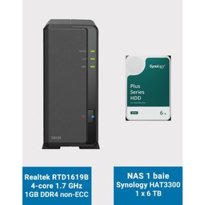 SERVEUR STOCKAGE - NAS  Synology DiskStation DS124 Serveur NAS HAT3300 6To