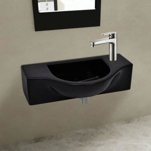 LAVABO - VASQUE Lavabo céramique Noir pour salle de bain - VIDAXL 