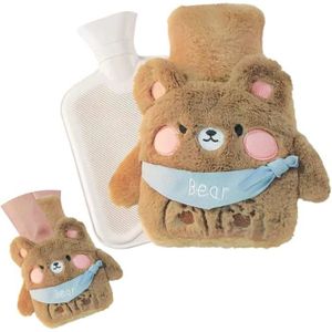 Mini bouillotte avec ours en peluche pour remplissage d'eau chaude,Mini  gourde chauffante Portable pour les pieds et les mains,nouveauté - Type  White 1