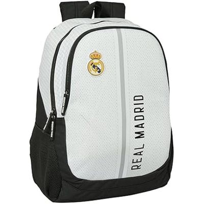 Safta REAL MADRID Sac à dos pour enfants de différents âges, confortable et polyvalent, qualité et résistance, 280 x 100 x 340 mm, Blanc, blanc, Estándar, Décontracté