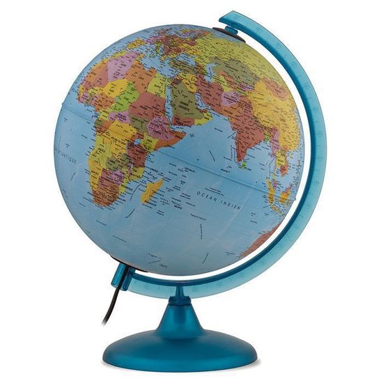 Globe Terrestre Non Lumineux - Diamètre 30 Cm, Cartographie Politique, Pied Et Méridien Noir - SAFETOOL