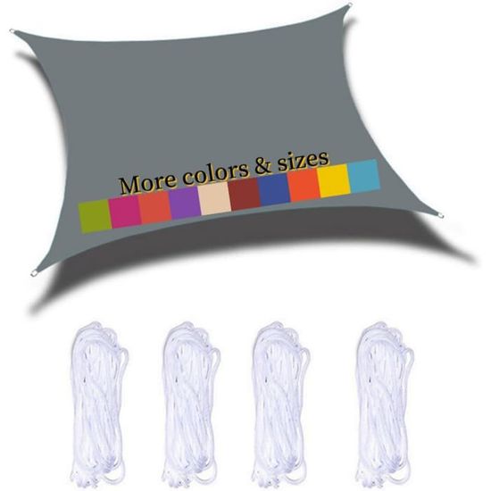 Voile d'ombrage Rectangulaire 1.5 x 2.2 m Anti 98% UV Contre Le Vent Filet d 'ombrage Voiles d'ombrage Filet avec Le Kit de Fixation pour Jardin Terrasse avec Corde, Bleu Foncé