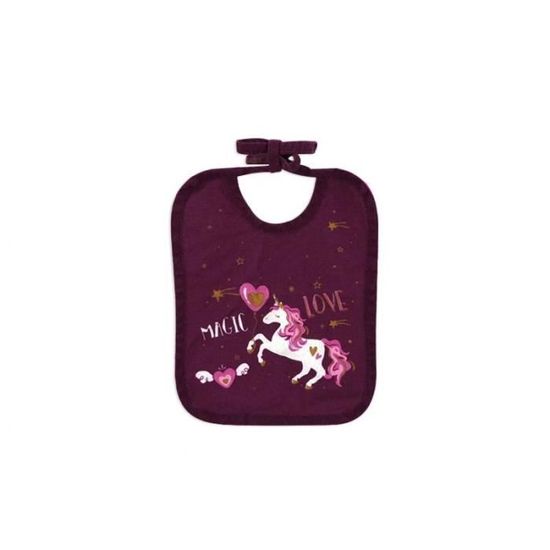 Accessoires pour enfant - Bavoir Licorne en coton - L 27 x l 22 cm - Violet 27 cm