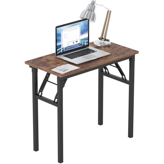 Bureau Compact Pour Ordinateur 80x40cm - Table De Travail En Bois Et Acier, Idéale Pour Petits Espaces