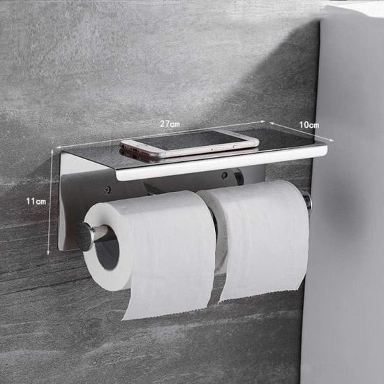 Porte-papier Toilette En Acier Inoxydable – Avec étagère, Pour Salle De Bain, Rangement Pratique - 12