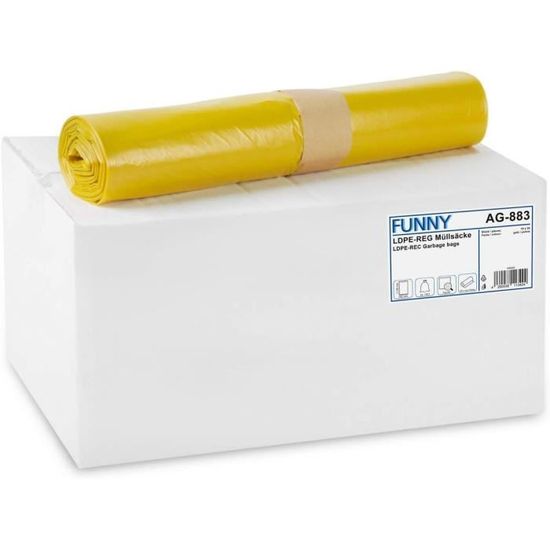 Funny Sacs Poubelle PEBD Régénéré 140L Bleu Roulé - Lot De 250 Extra Résistants