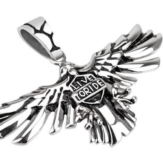 Pendentif Homme Aigle Croix Biker En Acier Inoxydable - « Live To Ride » Avec Chaîne - Neuf Avec étiquettes
