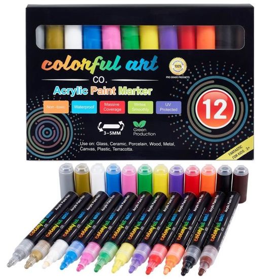 Colorful Art Co. Stylos feutres couleurs acrylique Premium, Feutres
