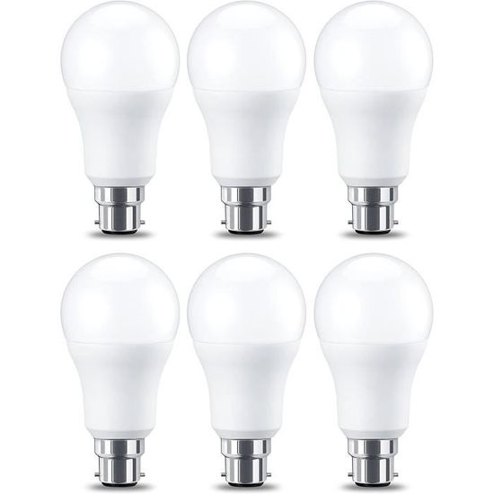Ampoule LED à baïonnette B22 A60, 10.5W (équivalent ampoule incandescente  de 75W), blanc chaud, dimmable-Lot de 6[336] - Cdiscount Maison