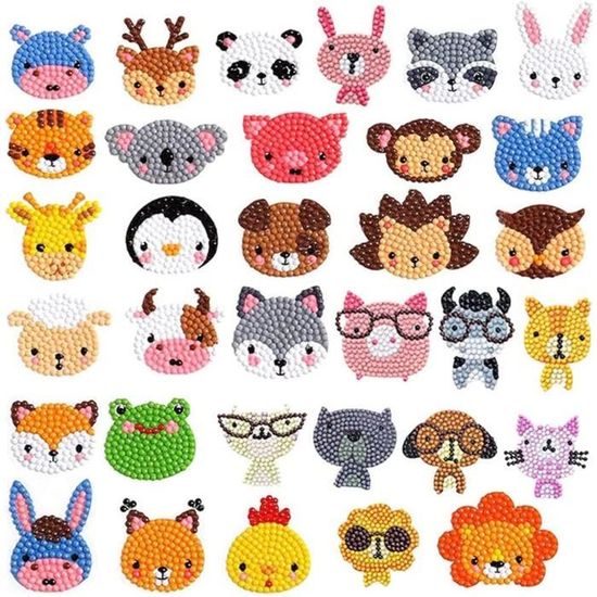 40 Pièces 5D Autocollants De Diamant Kits, Diy Peinture Diamant Animaux Autocollant, Kit