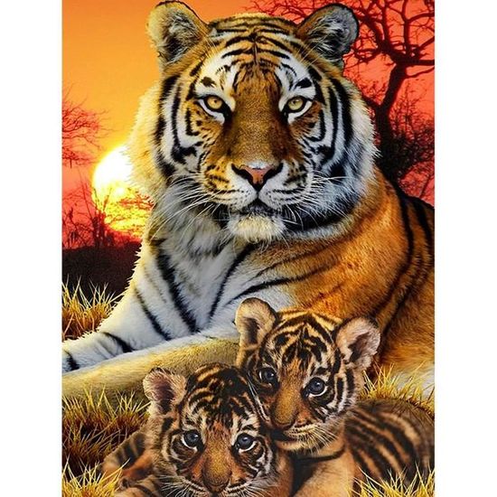 Kit De Peinture Diamant Animaux : 4 Toiles Tigre & Lion, Diamants 5D Et Outils Inclus Pour Décoration Murale DIY - 8