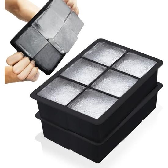 Lot De 2 Moules à Glaçons Géants En Silicone - 5 Cm Cubes - Fabrication De Glaçons XXL Lents à Fondre