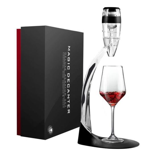 Aérateur à Vin Hotder - Noir Avec Support Pour Vin Rouge, Décanteur Rapide