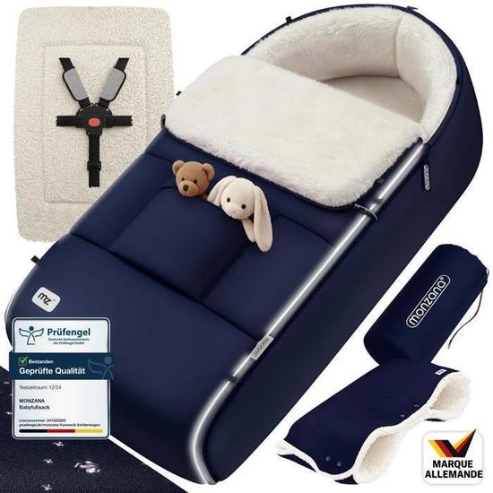Chancelière Hiver Pour Poussette Et Traîneau – 3 Couches Isolantes – Fourrure Amovible – Tissu Hydrofuge – Lavable 30°C