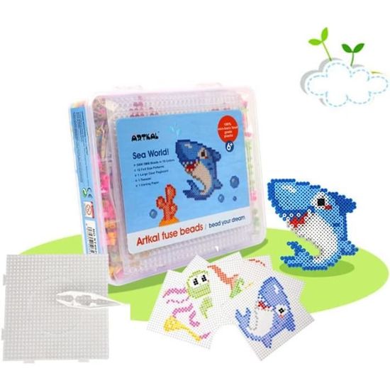 Kit Perles à Repasser 6300 Pièces 5mm 24 Couleurs - Plaques, Accessoires Et Modèles DIY Pour Enfants Et Adultes