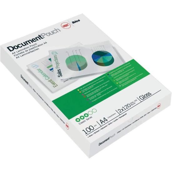 100 Pochettes Plastification GBC A7 - Transparent Brillant | 2x125 Microns | Pour Documents, Cartes, Fiches
