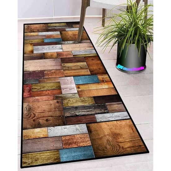 Tapis Cuisine Lavable Antiderapant 40x300cm - Couloir, Salon, Chambre - Polyester Résistant - Couleur L - 9