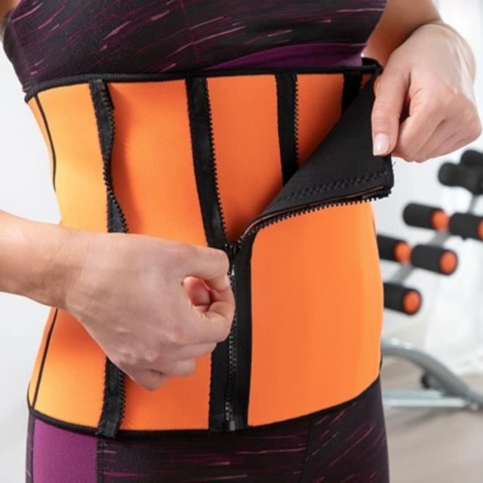 NANDO CEINTURE SUDATION CORSET GAINE SAUNA MINCEUR AMINCISSANTE INTENSIVE CORRECTEUR AJUSTABLE NEOPRENE FITNESS NOIR ORANGE 68-94 cm