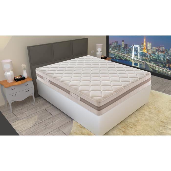 Matelas 140x200 à ressorts ensachés indépendants et mémoire de forme multi-zones rafraîchissant