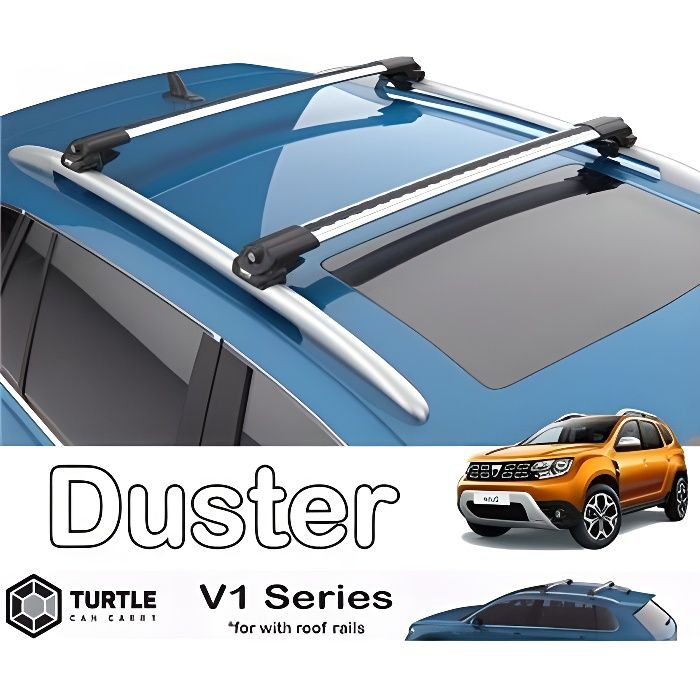 Barres de toit pour Dacia Duster II 2019> transversales aluminium (le jeu de 2) série Turtle V1 avec serrures