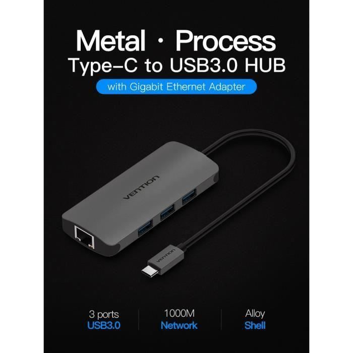 Adaptateur Ethernet USB C Hub USB 3 Convertisseur de ports C 3.0 Adaptateur LAN USB à RJ45 pour commutateur Ethernet USB Macbook