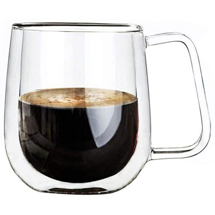 Verres à Double Paroi Espresso 200ML Tasses Thermos en Verre Isotherme Résistant au Chaud, et Froid avec Effet Flottant (Rond)