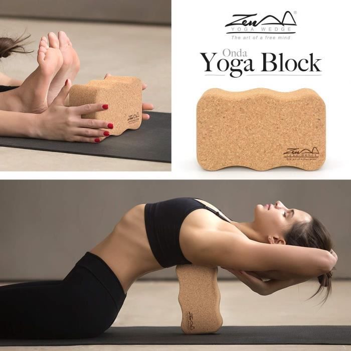 ZenYogaWedge Bloc de Yoga en liège 100% Naturel pour débutants et Professionnels Yoga Pilates Classes à la Maison Exercice Fitness