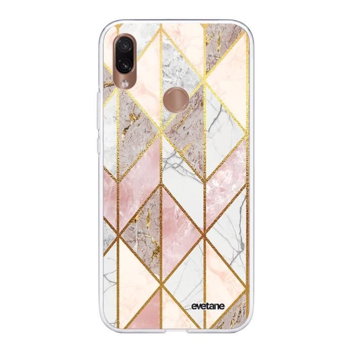 Coque Xiaomi Redmi Note 7 360 intégrale transparente Marbre Rose Losange Ecriture Tendance Design Evetane