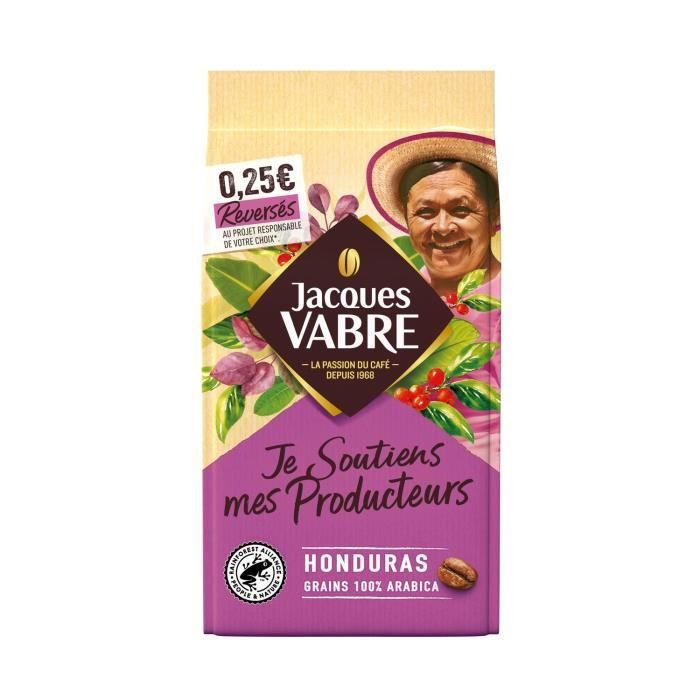 JACQUES VABRE Café Grains Je Soutiens mes Producteurs Honduras - 400 g