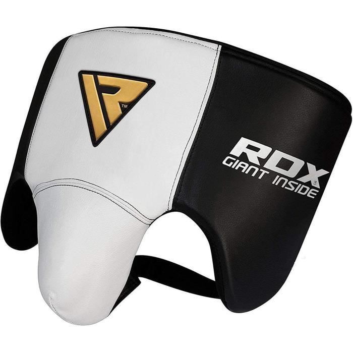RDX Coquille Boxe Cuir Vachette Sports Protection Arts Martiaux Kick Boxing Suspensoir Muay Thai (CE Certifié Approuvé par SATRA)