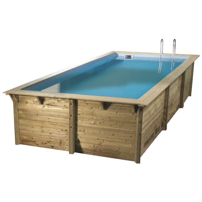 UBBINK Piscine bois Azura 350x505 H126cm - Liner Bleu - Hors sol, semi enterrée ou enterrée - Garantie 15 ans