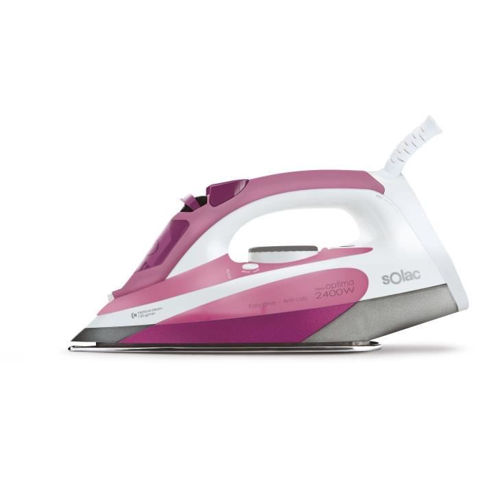 SOLAC New Optima 2400 -PV2006 Fer vapeur - 2400 W - Semelle céramique - Rose et blanc
