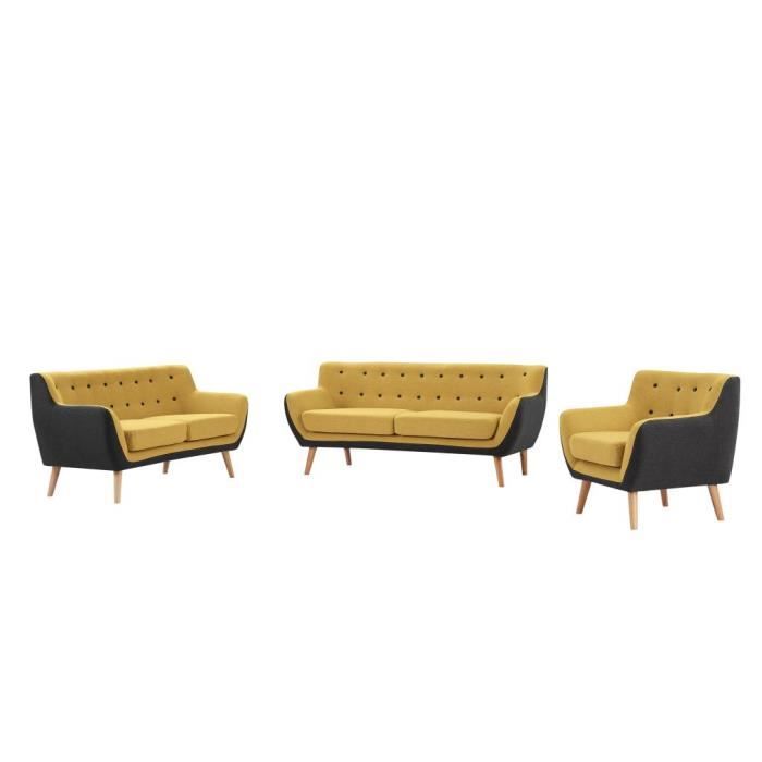 Canapé droit Jaune Tissu Scandinave