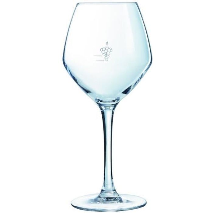 Lot de 6 verres à vin Jaugés grappe en cristallin - 35 cl